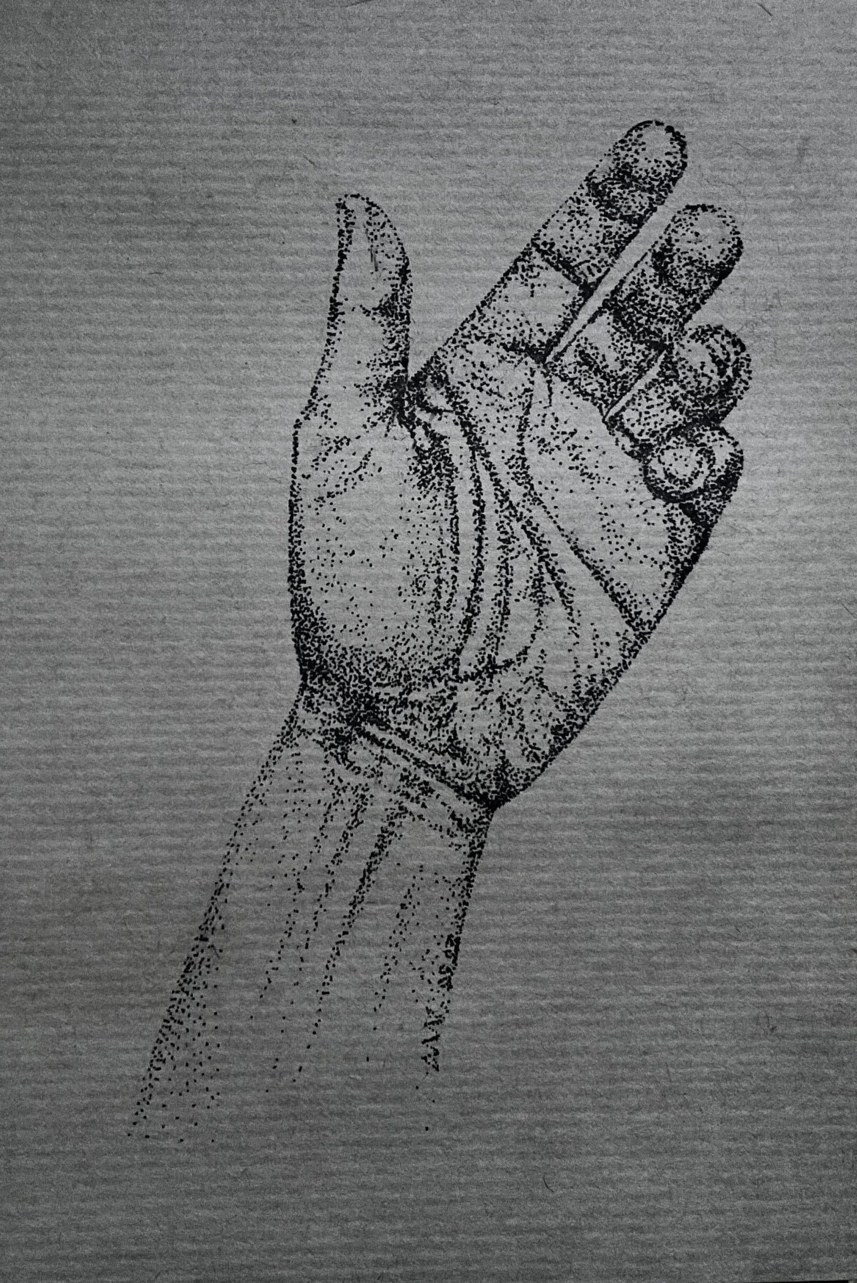 Punktierte Zeichnung einer geöffneten Hand