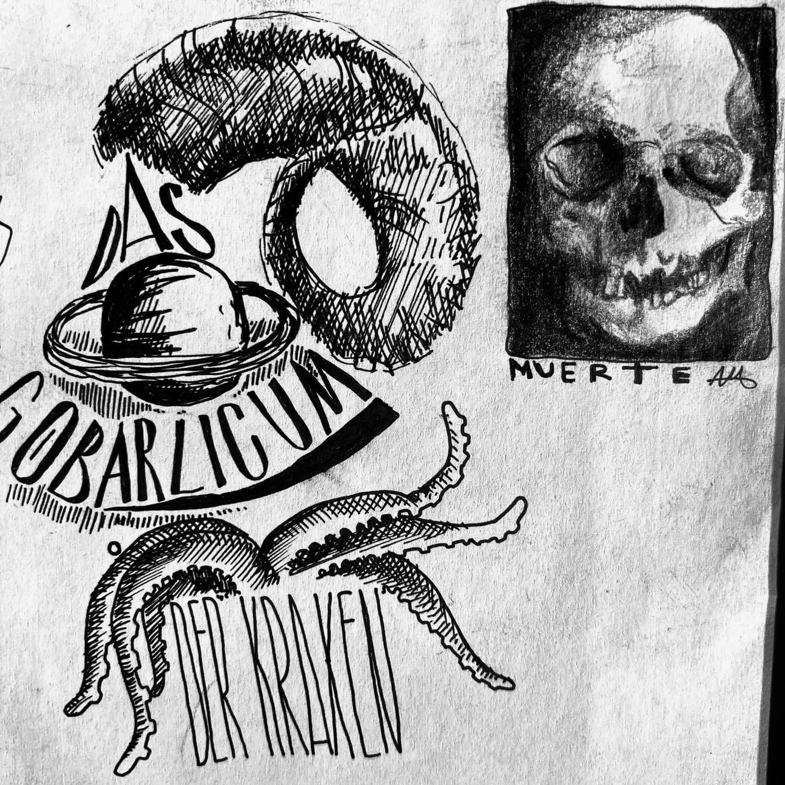 das Gobarlicum — Skizze, Tusche und Bleistift auf Papier