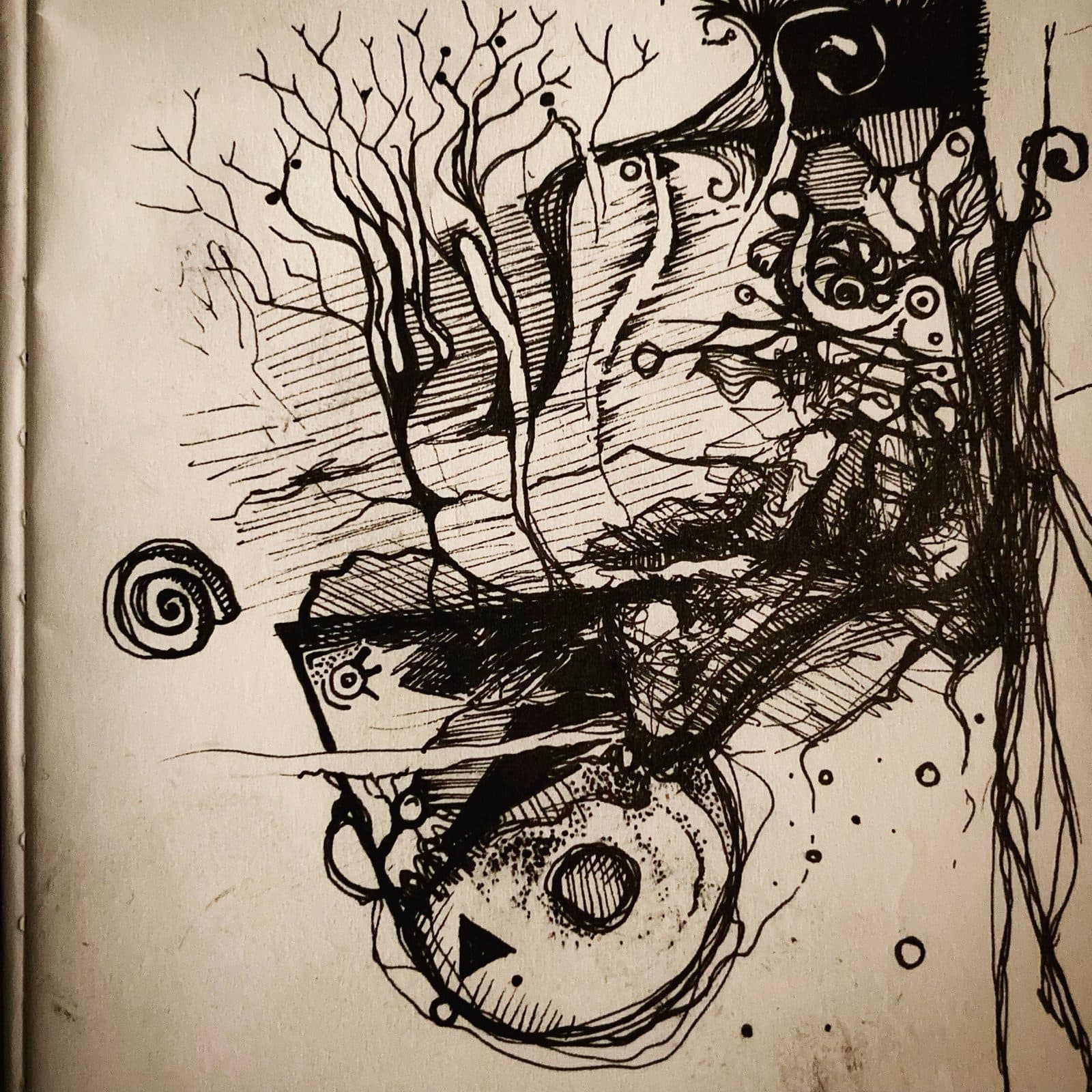 Gotteskreation — Tusche auf Papier