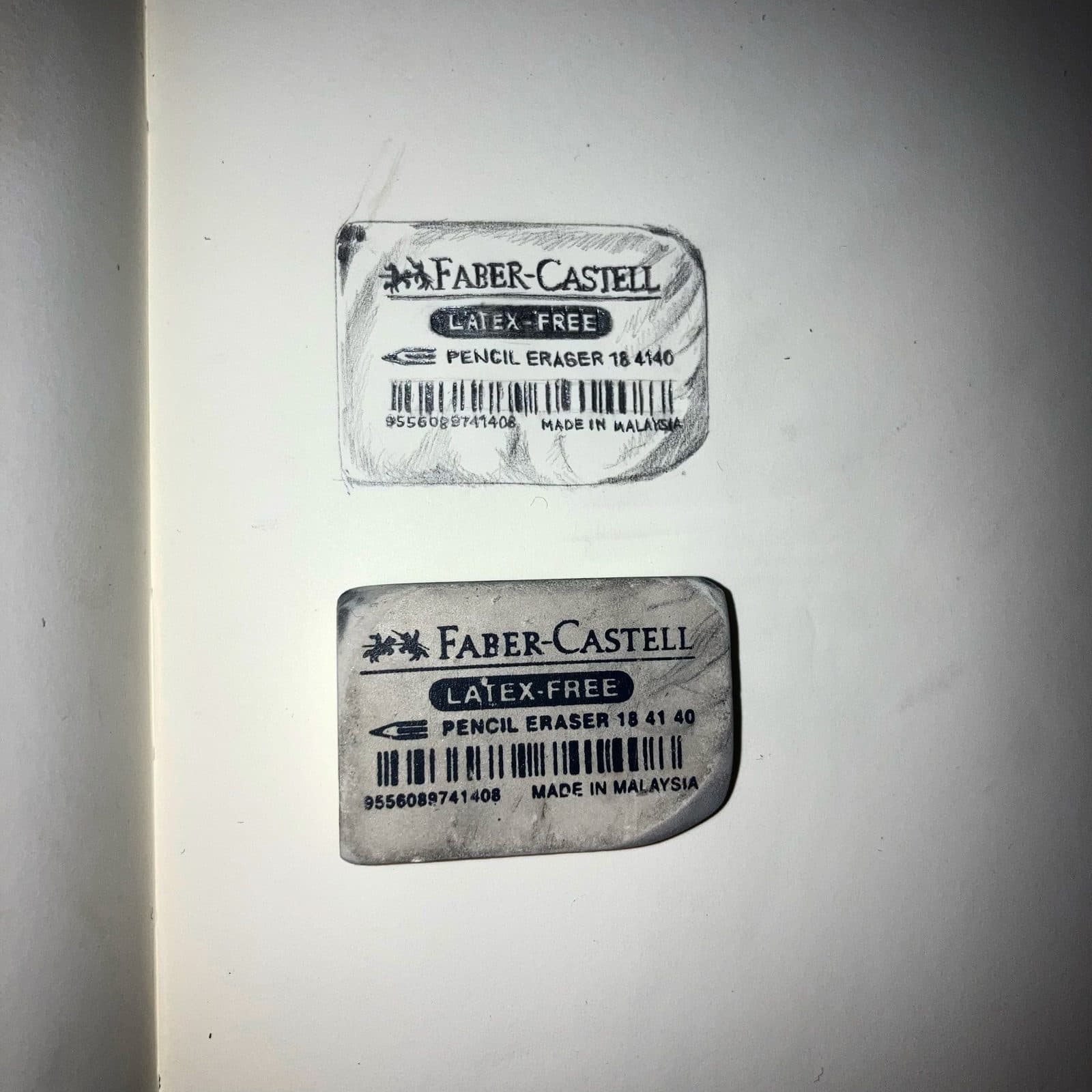 Radiergummi — Bleistift auf Papier