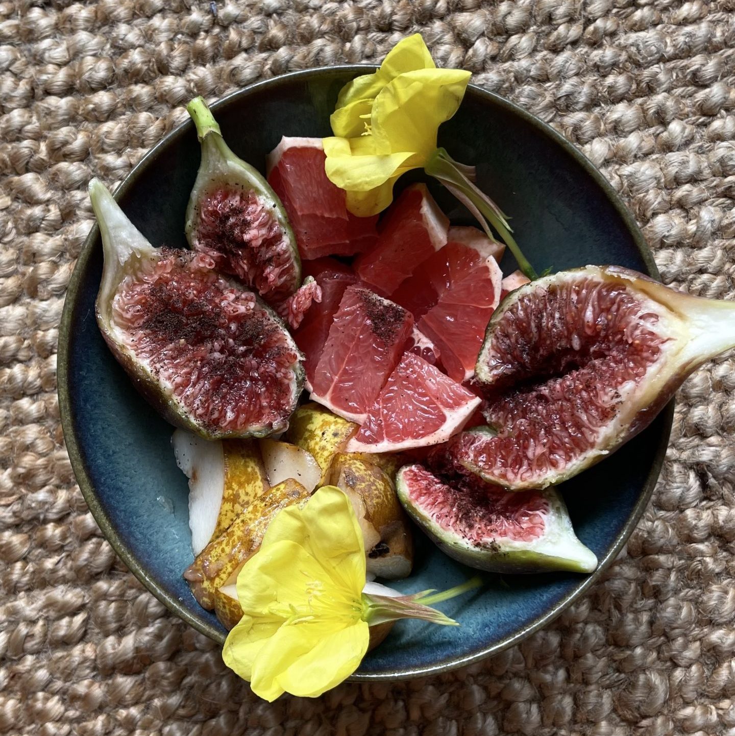 Feigen, Grapefruit, Birne und Nachtkerze