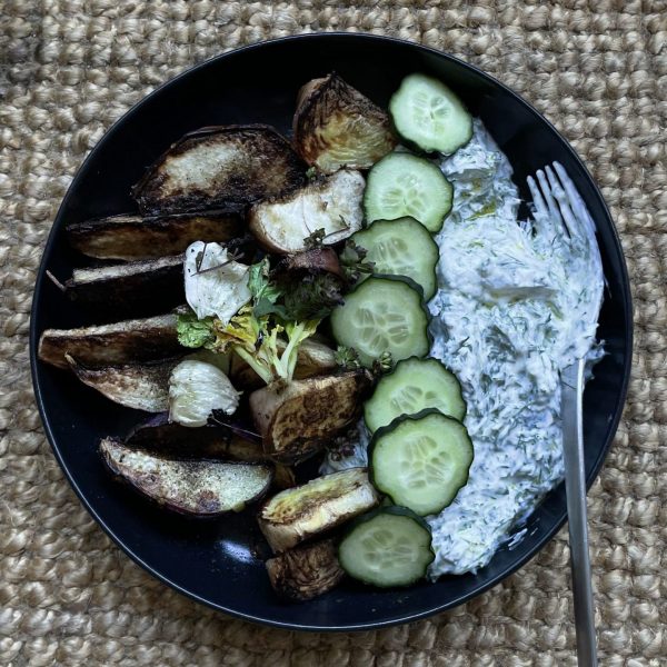 Zazikibowl mit Aubergine